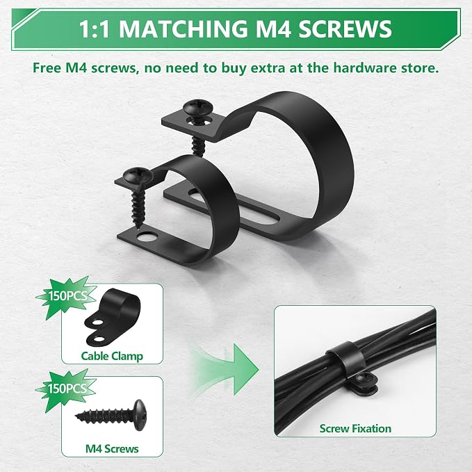 Cable Clips for Cable Management Cord Organizer, 6 Sizes 290 PCS Nylon R-Type - Image 4