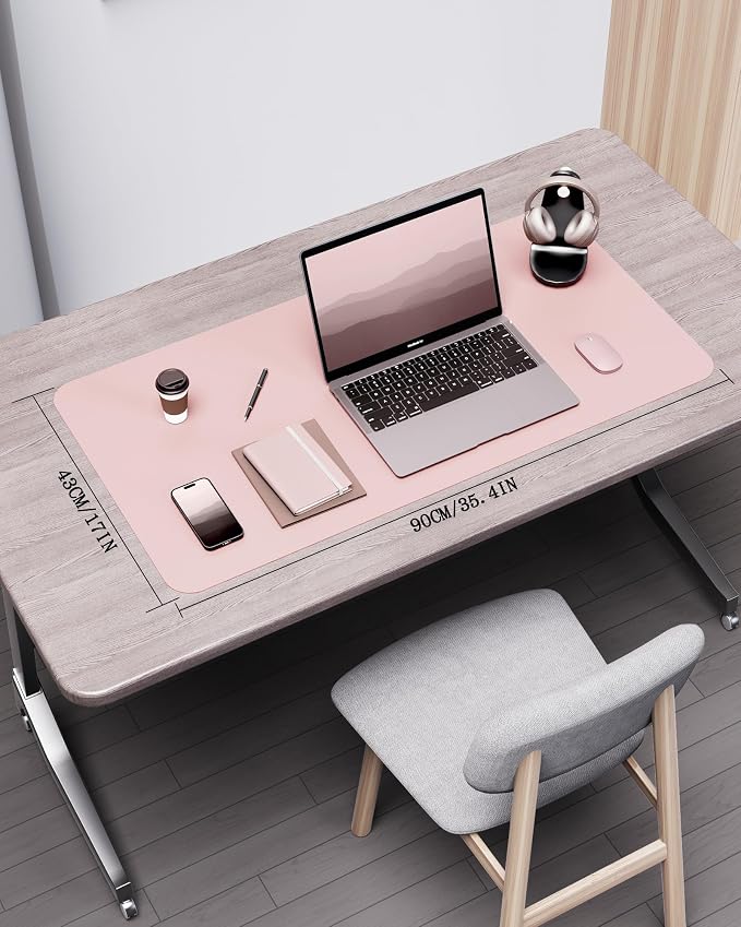YSAGi Double-Sided Desk Pad, 31.5"x15.7"Leather Desk Mat, Eco Cork Desk Pad - Image 2