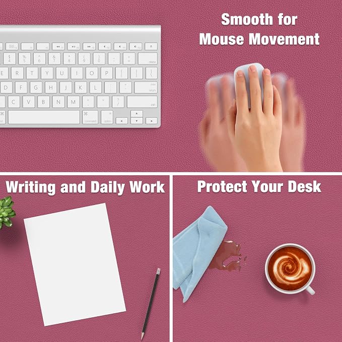 Hsurbtra Desk Pad, 35.5" x 17" PU Leather Desk Mat, XXL Extended Mouse Pad - Image 4