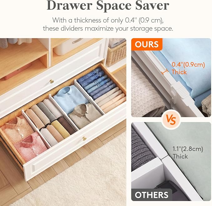 Lifewit 6" Tall 5 Pack Drawer Dividers, 11.5"-18.5" Adjustable Deep Drawer - Image 5