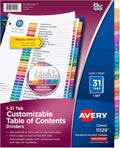 Avery 1-31 Dividers for 3 Ring Binders, 31 Tabs per Set, Customizable Table of by Avery