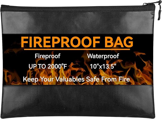 Fireproof Document Money Bag, Waterproof Zipper Pouch | Fire Proof by Hoiny