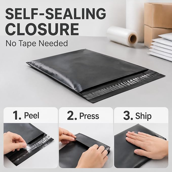 19"x24" Poly Mailers，Black Shipping and Envelope Bags Pack of 12 - Image 6