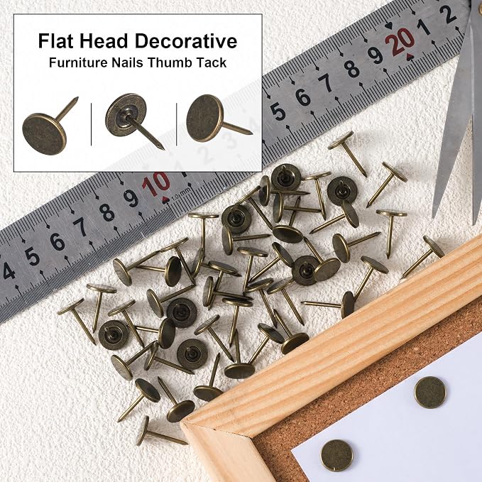 120pcs Metal Thumb Tacks, 0.4x0.51in, Bronze | Metal, Heavy Duty Flat Head - Image 5
