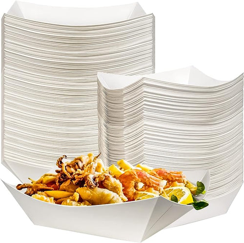 100 Pack 2lb Kraft Paper Food Trays, Waterproof Heavy-Duty Paper Food Boats by MotBach