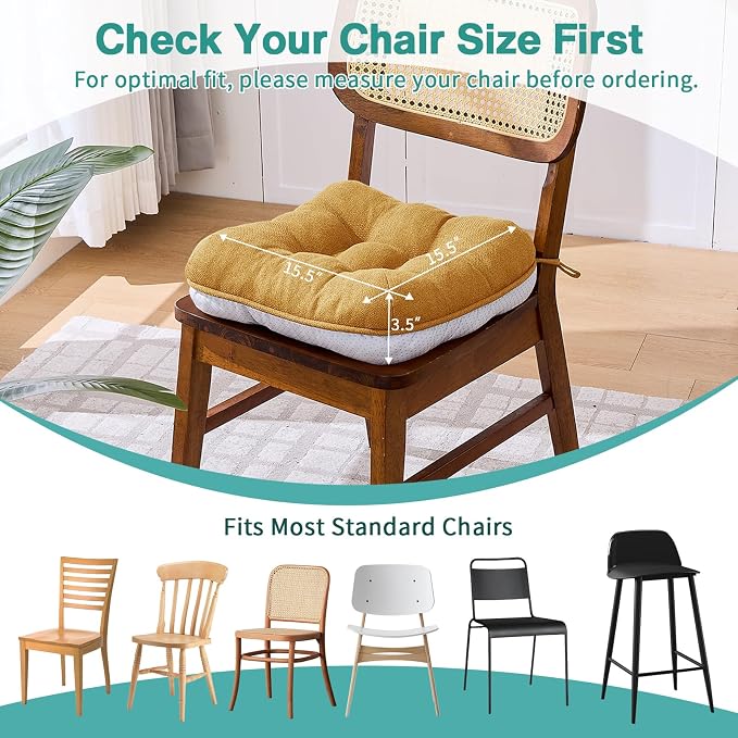 BETU Chair Cushions for Dining Chairs Set of 4, 3.5" Thick Kitchen Table Chair - Image 4