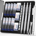 WUO 0.5mm Mechanical Pencil Set, 3 Silver Metal Drafting Pencils by WUO