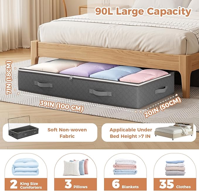 Budding Joy 90L Under Bed Storage Containers, Closet Organizers and Storage Bins - Image 3