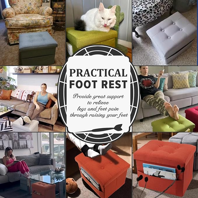 LINMAGCO Storage Ottoman Folding Foot Stool Foot Rest - Image 3
