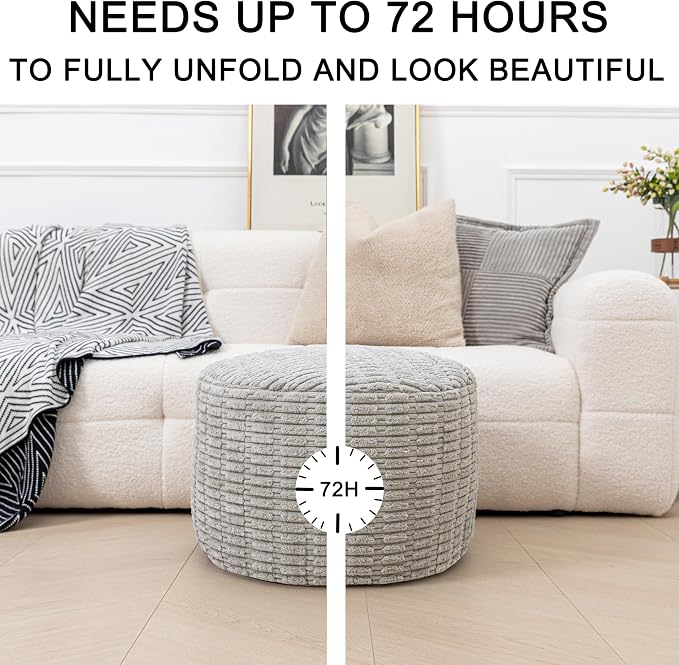Asuprui Round Ottoman Pouf Ottoman Foot Stool Seat Faux Fur Bean Bag Foot Rest - Image 6