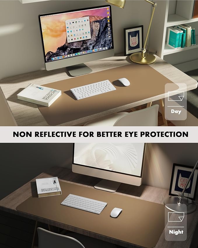 YSAGi Double-Sided Desk Pad, 31.5"x15.7"Leather Desk Mat, Eco Cork Desk Pad - Image 7