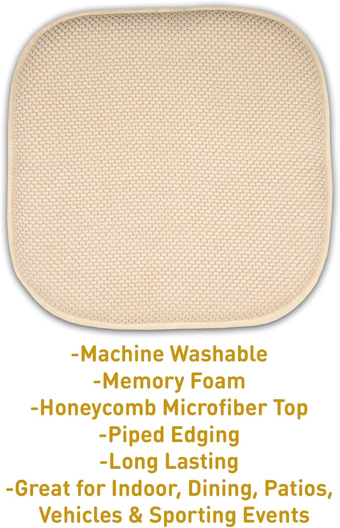 Sweet Home Collection Cushion Memory Foam Chair Pads Honeycomb Nonslip Back - Image 3