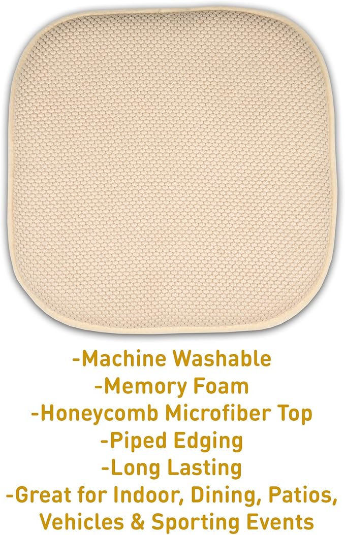 Sweet Home Collection Memory Foam Honeycomb Nonslip Back 16" x 16" Chair/Seat - Image 3