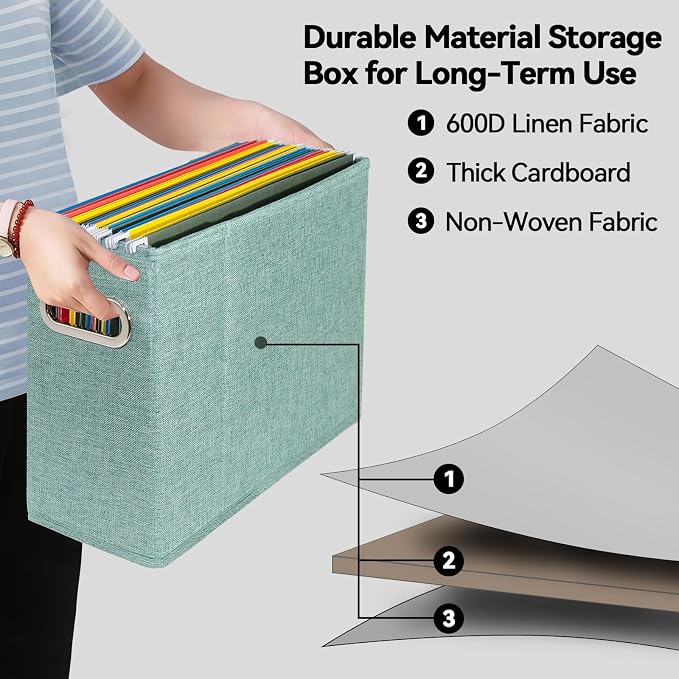4 Packs Letter Size File Organizer, File Folders Organizer, Fabric Storage Box - Image 3