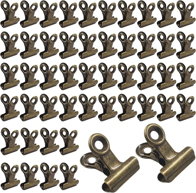 50 Pack Antique Bronze Bulldog Clips - 22mm Small Metal Paper Clips Clamps by Unknown
