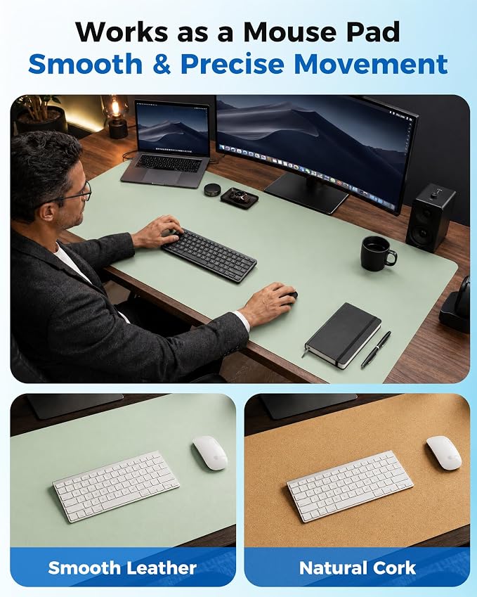 Aothia Double-Sided Desk Pad – 37.8"x17" Leather Desk Mat - Image 3