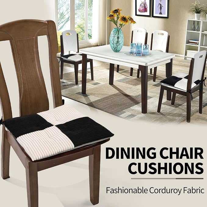 Office Stacking Chair Cushions 4 Pack, Corduroy High Density Foam Kitchen Seat - Image 6