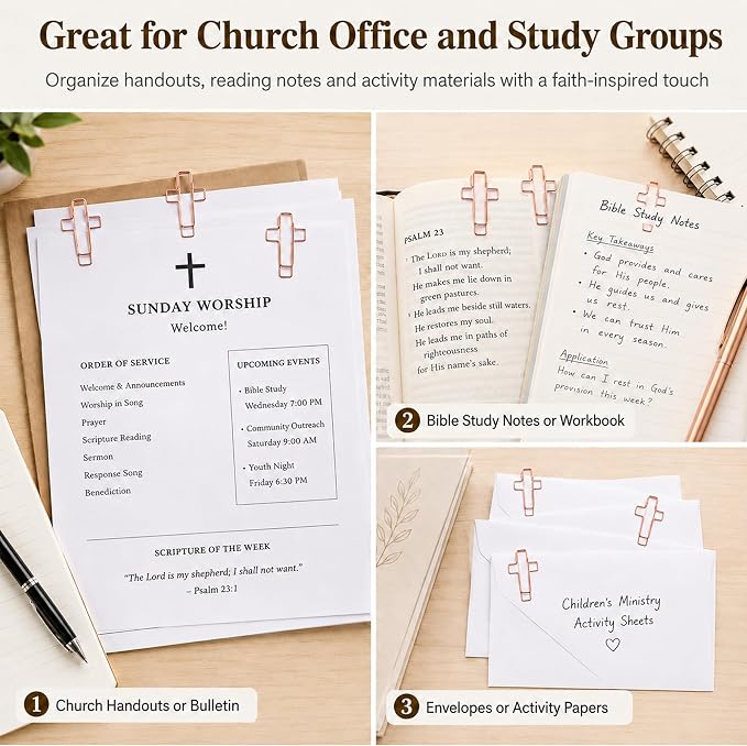 140 Pack Rose Cross Paper Clips, Decorative Paper Clips and Bookmarks - Image 4