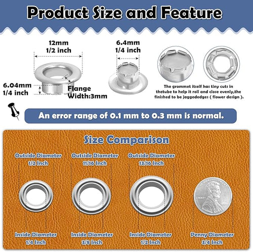 1203Pcs Grommet Tool Kit with Eyelet Pliers, PAXCOO 1/4 Inch 6mm Fabric Grommet - Image 2