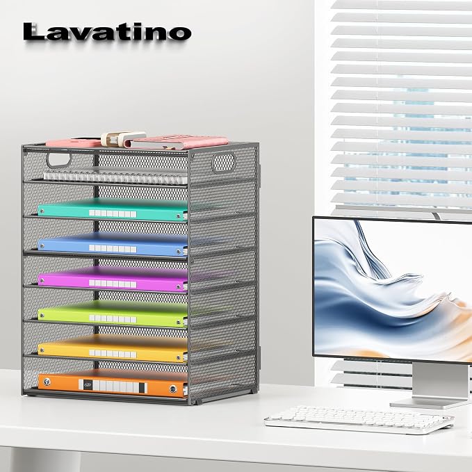 Lavatino 8-Tier Office Desk File Organizer, Letter Tray Paper Organizer - Image 3