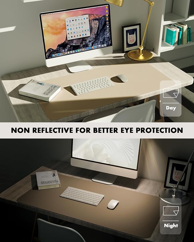 YSAGi Double-Sided Desk Pad, Leather Desk Mat, Eco Cork Desk Pad Protector - Image 8