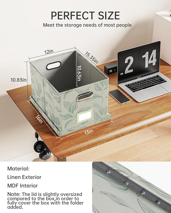Oterri File Organizer with Lid, File Box, File Cabinet - Image 2