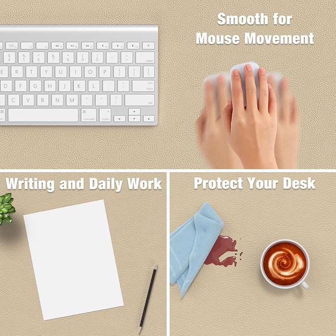 Hsurbtra Desk Pad, 35.5" x 17" PU Leather Desk Mat, XXL Extended Mouse Pad - Image 4