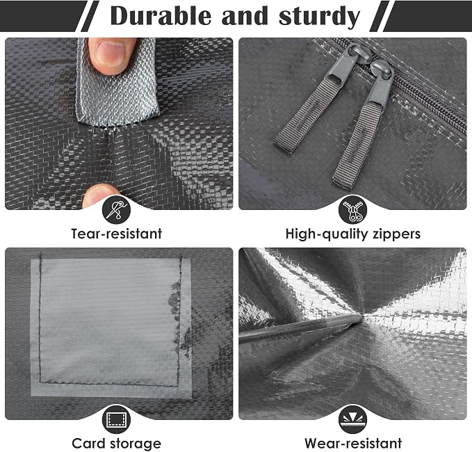 12 Pack Moving Bags with Full-Open Side Zipper, Extra Large 93L Heavy Duty - Image 4