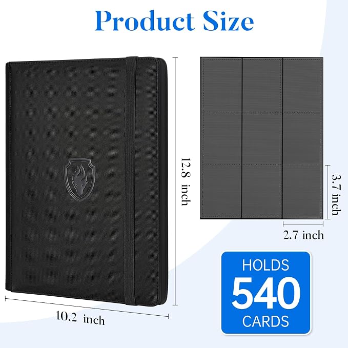Premium 9 Pocket Card Binder for 540 Cards, Fabmaker PU Cover Trading Card - Image 6