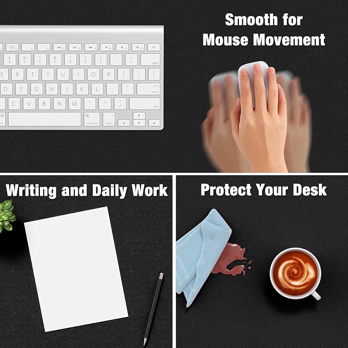 Hsurbtra Desk Pad, 35.5" x 17" PU Leather Desk Mat, XXL Extended Mouse Pad - Image 4