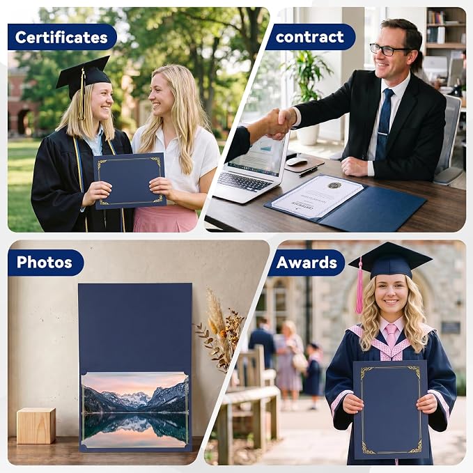 200 Packs Certificate Covers, 250gsm Navy Blue Diploma Holders - Image 6