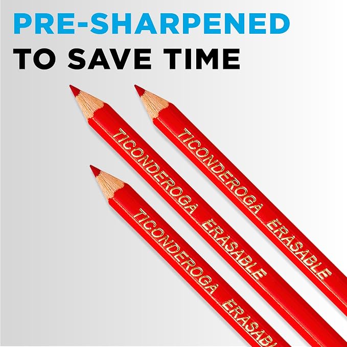 Ticonderoga Erasable Checking Wood-Cased Pencils, Pre-Sharpened - Image 7