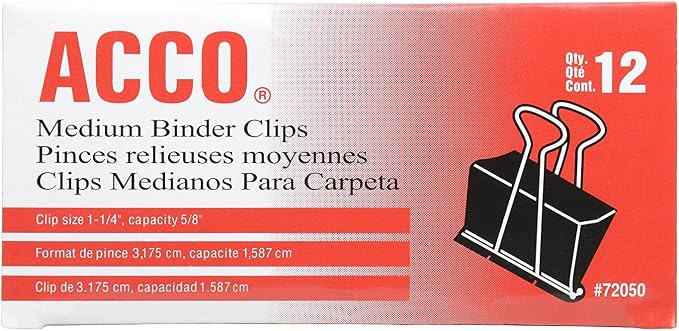 ACCO Binder Clips, 1 Case, 10 Packs/Case, 2 Boxes/Pack, 12 Clips/Box - Image 3