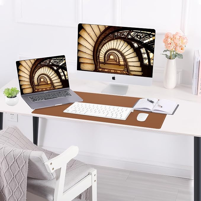 AFIING Leather Desk Mat, 31.5" x 17", Cork Desk Pad Protector | Dual-Sided Cork - Image 12