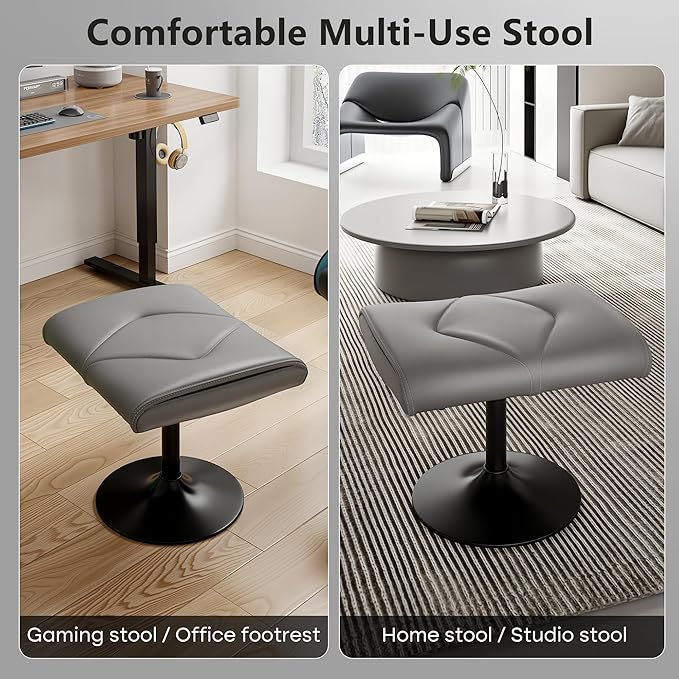 VECELO Foot Rest Under Desk Ottoman, PU Height Adjustable Footrest - Image 4