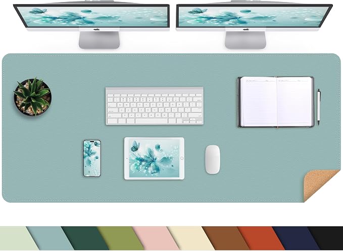 AFIING Cork Desk Mat 47" x 23.6", Dual-Sided Natural Cork & PU Leather Desk Pad by AFIING