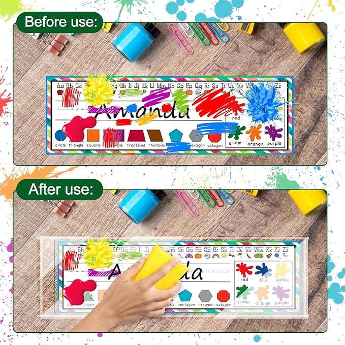 Meetory 36 PCS Upgraded Nameplate Pocket, 10.2''x 3.5'' Self Adhesive Desk - Image 4