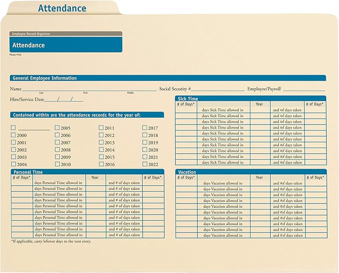ComplyRight Attendance Folders, Document Filing Folder by ComplyRight