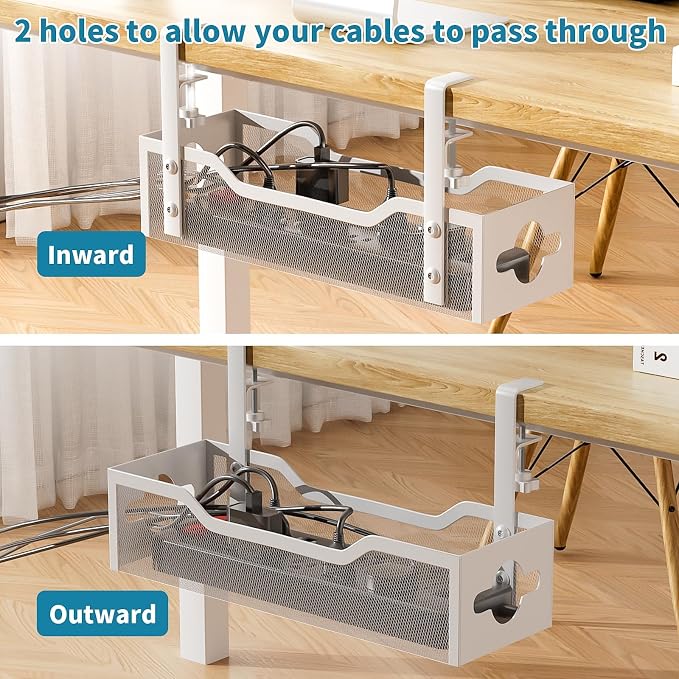 Under Desk Cable Management Tray 3 Pack, Cable Management Under Desk No Drill - Image 5