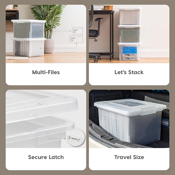 IRIS USA File Box, Plastic File Organizer - Image 4