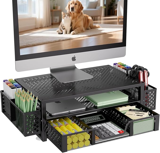 Simple Trending Desk Organizer and Accessories, 2 Tier Computer Metal Monitor by SimpleTrending