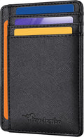 Travelambo Slim Wallet Front Pocket Minimalist Leather RFID Blocking Medium Size by Travelambo