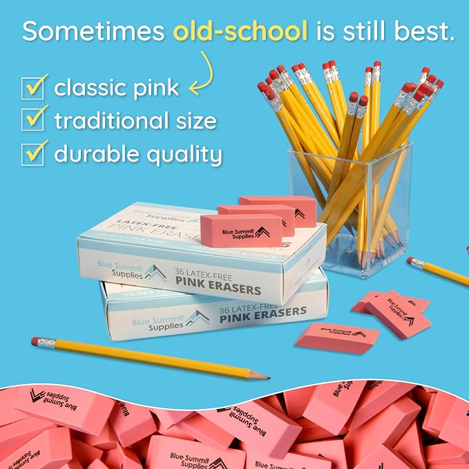 Blue Summit Supplies Pink Erasers, Bulk Erasers - Image 5