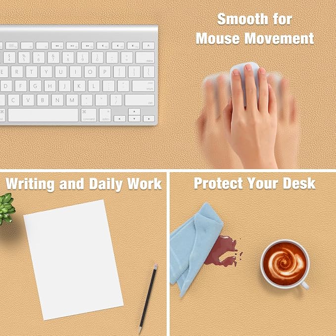 Hsurbtra Desk Pad, 23.6" x 13.8" PU Leather Desk Mat, M Extended Mouse Pad - Image 4