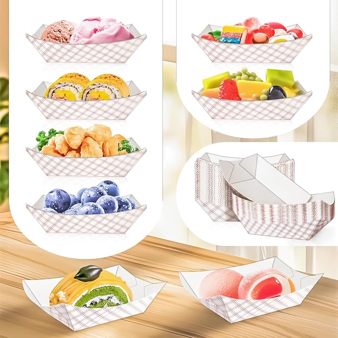 80 Pack Checkered 1/2Lb Paper Food Boat Trays Disposable Small Paper Boats - Image 6