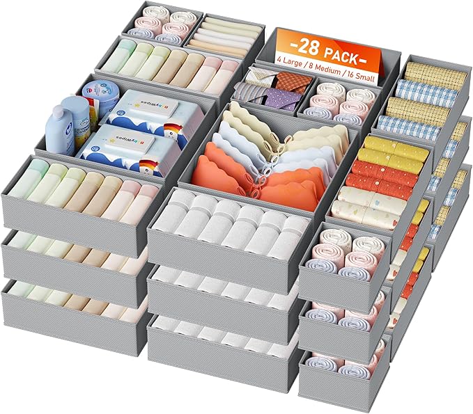 DIMJ Drawer Organizer Clothes, 28 Pack Dresser Organizer, Foldable Closet by DiMJ