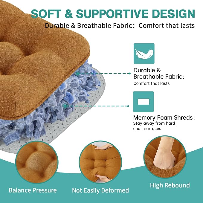 BETU Chair Cushions for Dining Chairs Set of 6, 3.5" Thick Kitchen Table Chair - Image 8