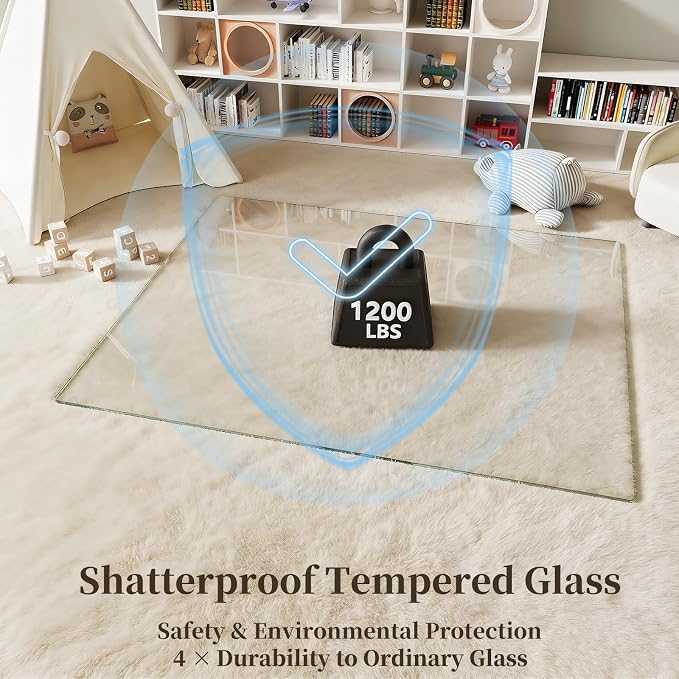 Tempered Glass Chair Mat for Carpet，36"x48" Office Mats for Rolling Chairs - Image 2
