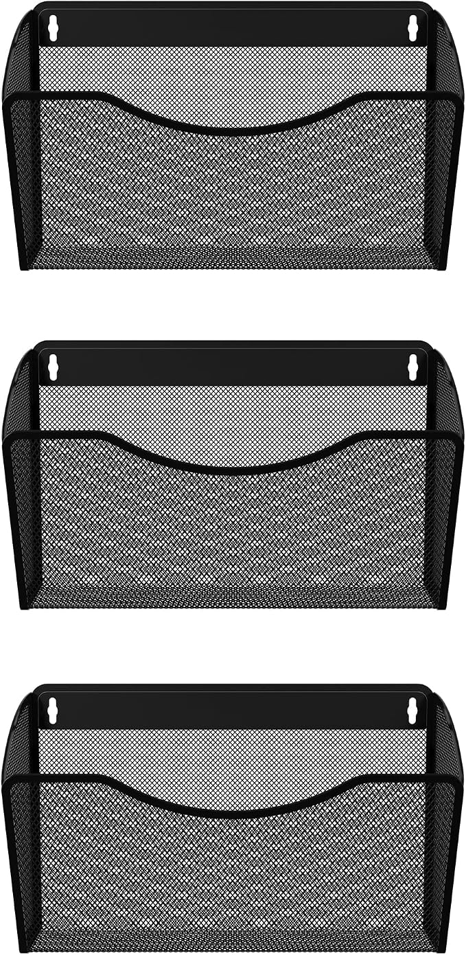 EasyPAG Wall File Organizer 3 Pack, Hanging File Organizer Wall Mount, Metal - Image 2