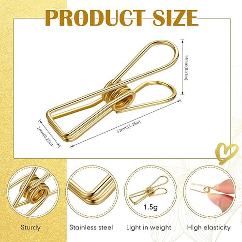 100 Pcs Paper Clips Metal Wire Hollow Out Clothespins Multi Purpose Utility - Image 2